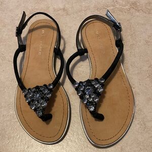 Sandal Size 5M | Marc Fisher Rady Black Suede Jeweled Thong Sandal
